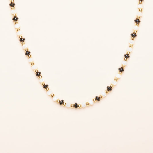 black and gold bead necklace