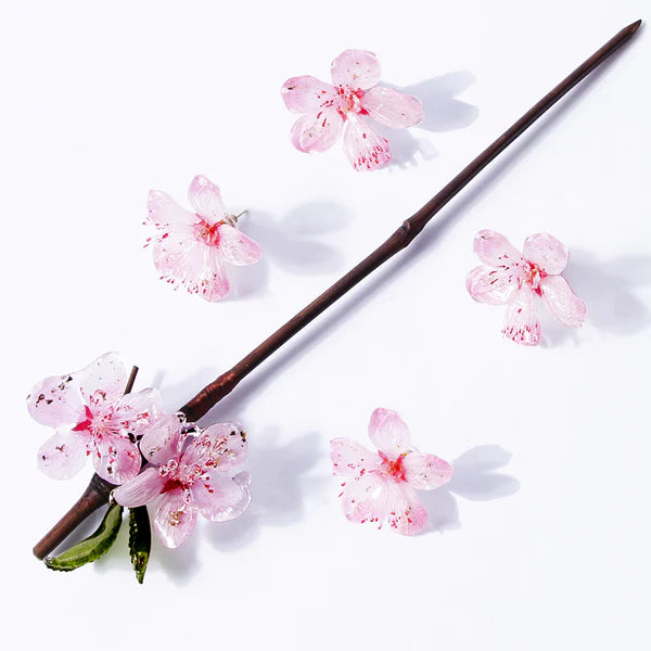 cherry blossom studs and hair stick