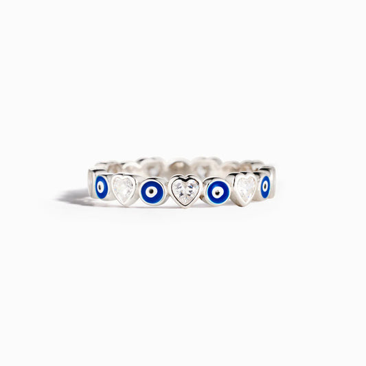 Protection Heart&Evil Eye Ring Band