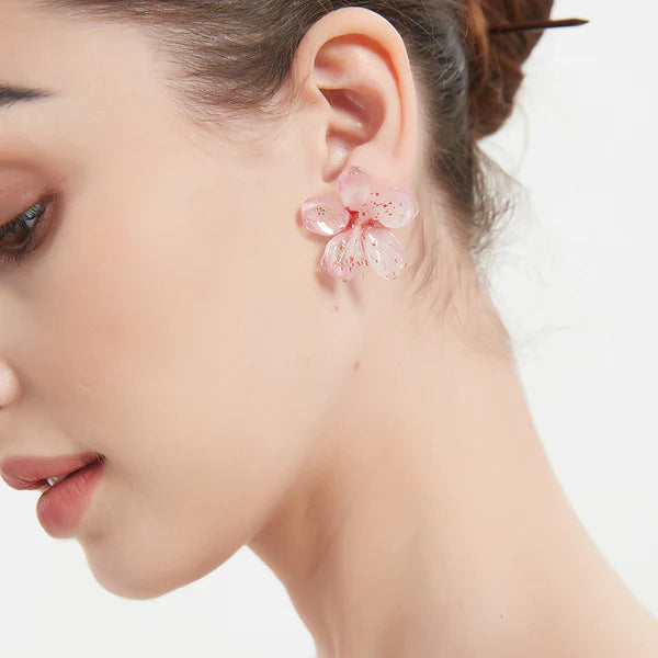 wearing cherry blossom earrings